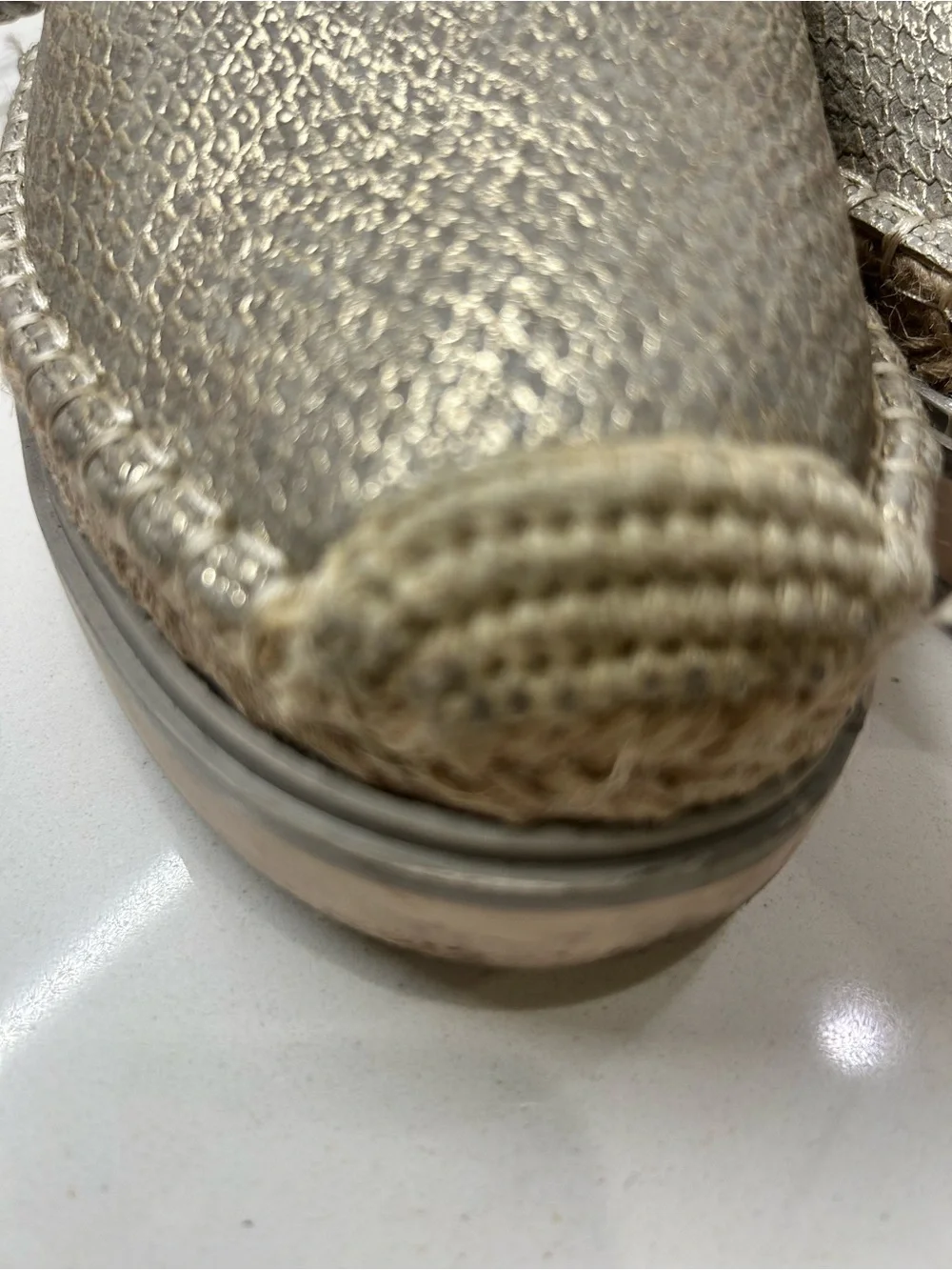 Jennifer Lopez Metallic Silver Braided Espadrille Sandals